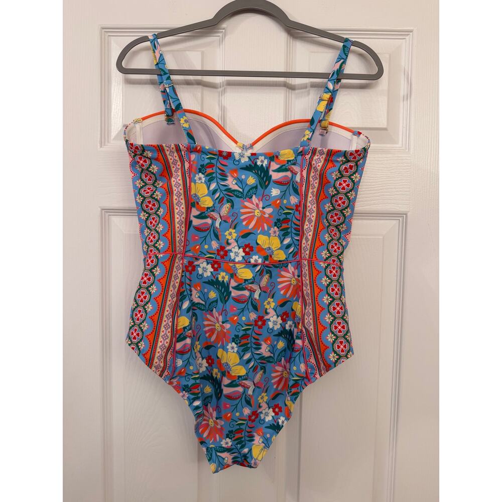 Boden Rhodes Cup Sized One Piece Swimsuit Tigers Paradise Blue Floral Sz US 36D - Picture 4 of 8